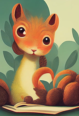 Cute Little Animal Illustration of for Kids Children Book in Watercolor Painting Art Cartoon Characterの写真素材
