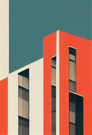 Bauhaus Vintage Poster for Art Print and Wall Art, modern building geometric patterns with abstract figures and for print and wall artの写真素材