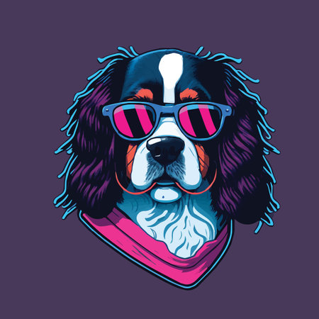 Vector Logo Illustration Cool Dog Mascot Cartoon Styleのイラスト素材