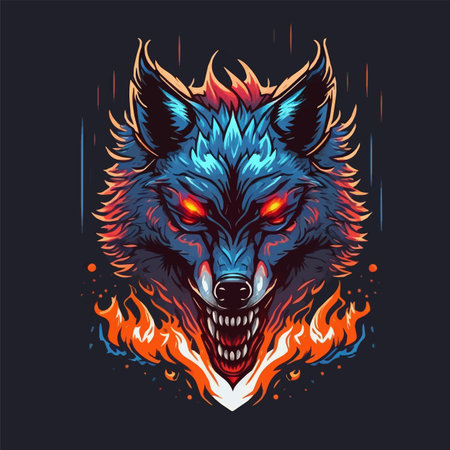 Wolf Face Illustration Logo Design for Poster, Banner, Mascotのイラスト素材