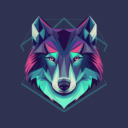 Wolf Face Illustration Logo Design for Poster, Banner, Mascot