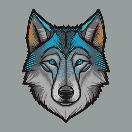 Wolf Face Illustration Logo Design for Poster, Banner, Mascot