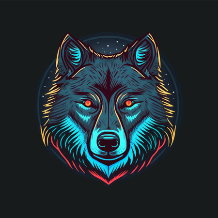 Wolf Face Illustration Logo Design for Poster, Banner, Mascot