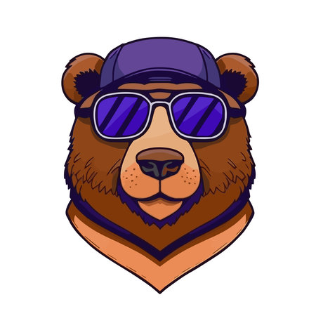 Colorful Bear head Illustration for logo, emblem or icon Stock vector illustrationのイラスト素材