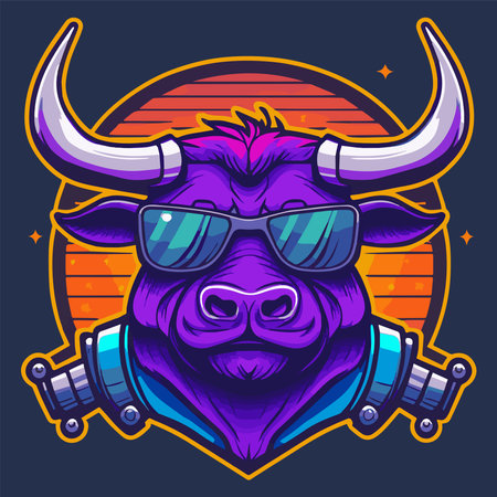 Illustration Of Bull head logo mascot design. Buffalo Face Vector Designのイラスト素材