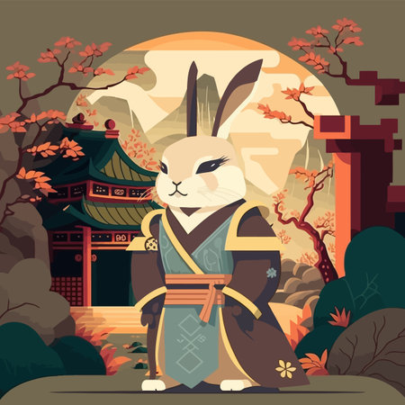 Chinese New Year Lunar 2023 Happy Chinese new year 2023 rabbit . Animal holidays cartoon characters. year of the Rabbit zodiac signs.のイラスト素材