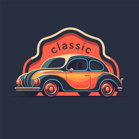 illustration of Vintage Classic car retro style isolated backgroundのイラスト素材