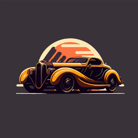 illustration of Vintage Classic car retro style isolated backgroundのイラスト素材