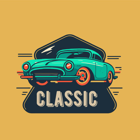 illustration of Vintage Classic car retro style isolated backgroundのイラスト素材