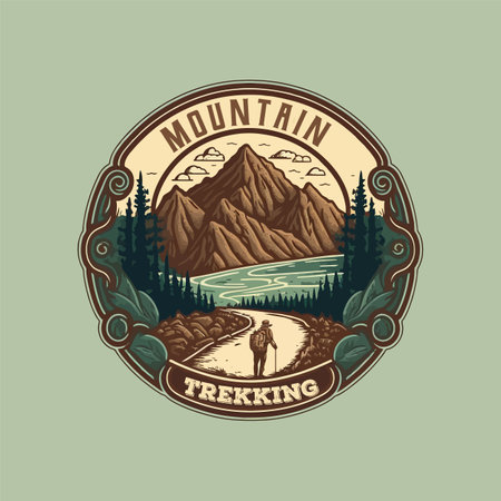 badge Logo Collection of vintage mountain explorer, hiking, trekking adventure camping emblem graphicsのイラスト素材