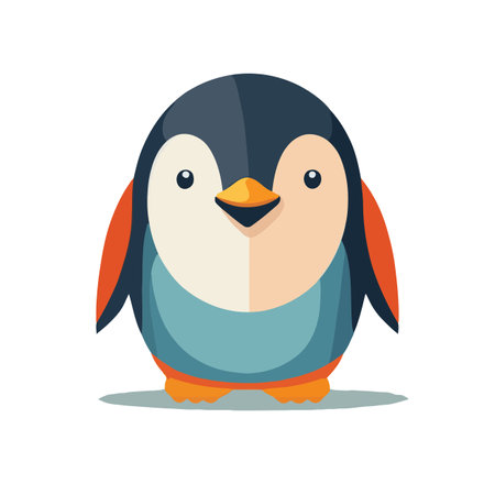 illustration of penguin logo mascot in flat cartoon style vector. Cold winter Antarctic bird animalのイラスト素材