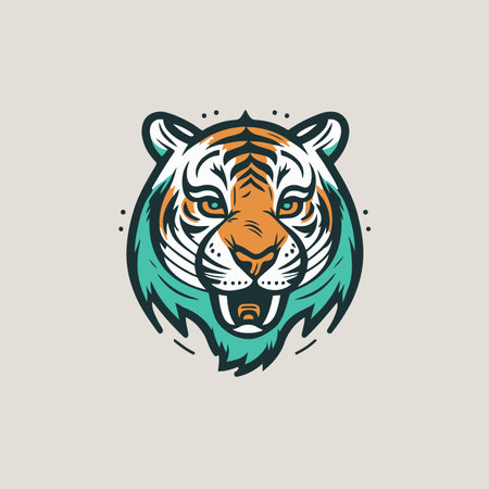 tiger head logo icon mascot vector illustration design template for brandingのイラスト素材