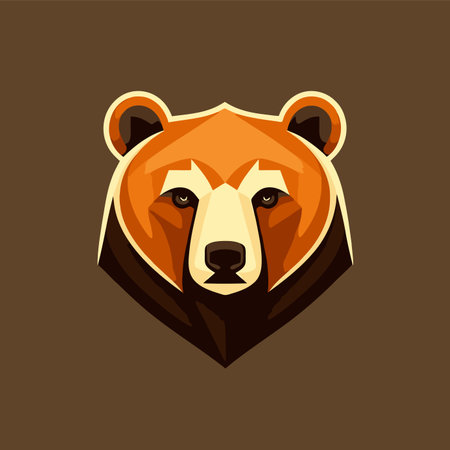 grizzly bear head logo symbol design template, emblem, sport logo for company brandingのイラスト素材