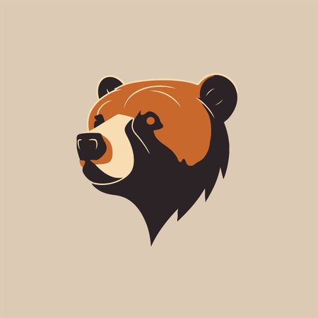 grizzly bear head logo symbol design template, emblem, sport logo for company brandingのイラスト素材