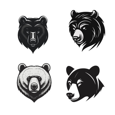 Simple bear head logo in silhouette vector logo design template for brandingのイラスト素材