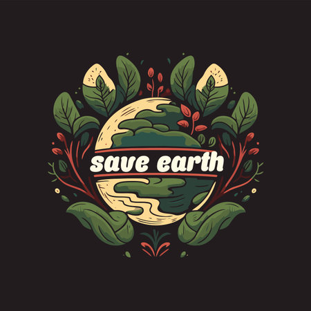 illustration of save planet earth world globe green environment and earth day concept flat vector style for banner invitation card design templateのイラスト素材