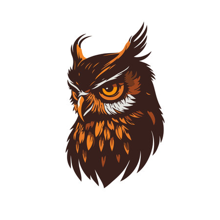 Owl face head design for logo mascot t shirt design template flat vector cartoon style illustrationのイラスト素材