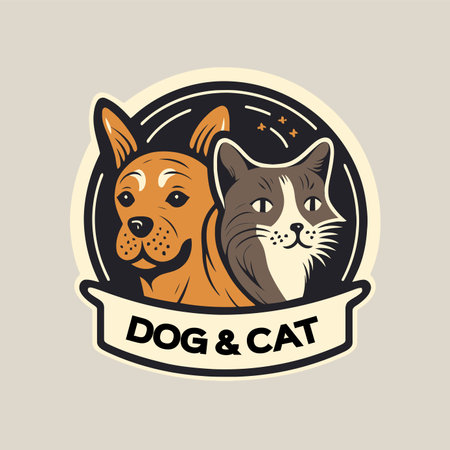 Dog, cat and dog logo. Vector illustration of a dog and cat.のイラスト素材