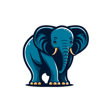 Elephant logo design template. Vector illustration of an elephant mascot.のイラスト素材