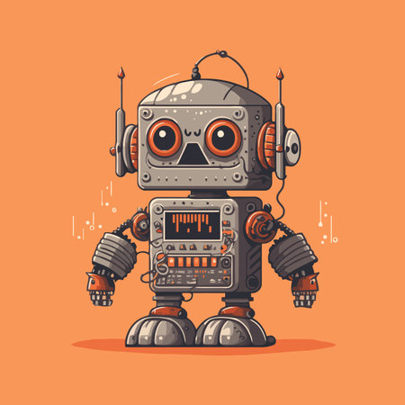illustration of little funny robot machine character logo mascot flat vector design templateのイラスト素材