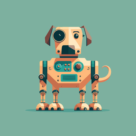 cute dog robot machine character logo mascot flat vector design templateのイラスト素材