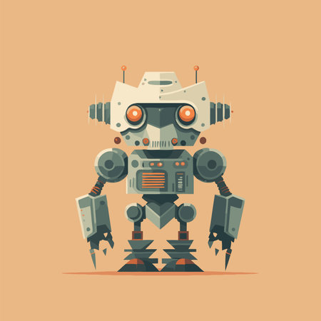 Retro robot. Vector illustration in a flat style on a light background.のイラスト素材