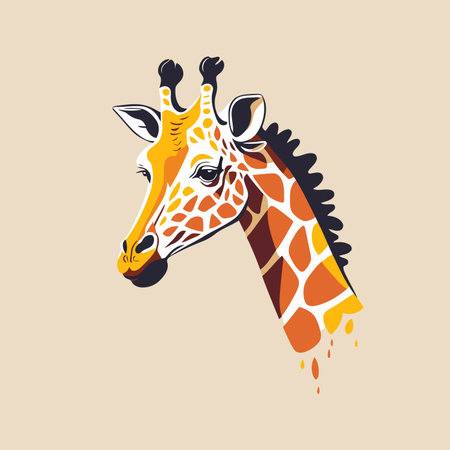 Giraffe head logo mascot design template. animal flat color vector cartoon illustrationのイラスト素材