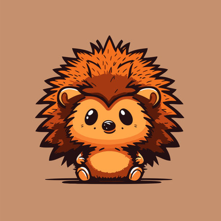 Hedgehog head logo design template vector illustration on isolated background. Cute cartoon hedgehog for company brandingのイラスト素材
