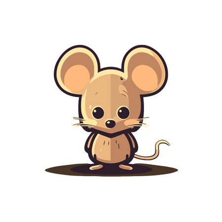Cartoon mouse logo design template. Vector illustration of a cute cartoon mouse. Cartoon mouseのイラスト素材