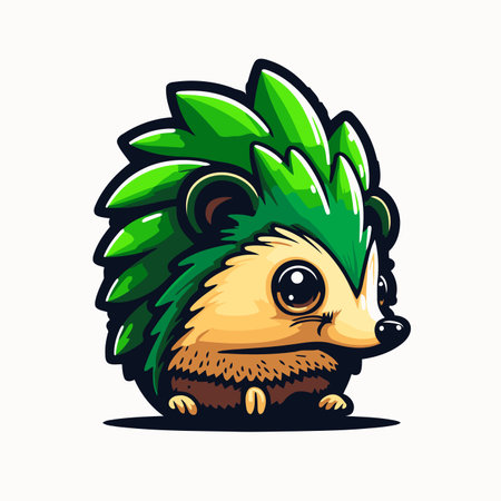 Cute hedgehog cartoon mascot. Vector illustration isolated on white background.のイラスト素材