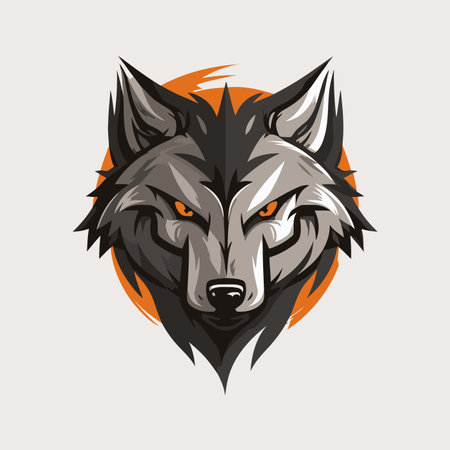 Wolf head mascot logo design vector template. Wolf head logotype isolated on white backgroundのイラスト素材