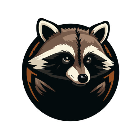 illustration of raccoon head logo design in flat color vector design templateのイラスト素材