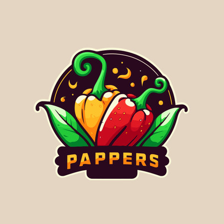 logo design of sweet pepper, green, yellow paprikaのイラスト素材