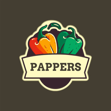 logo design of sweet pepper, green, yellow paprikaのイラスト素材