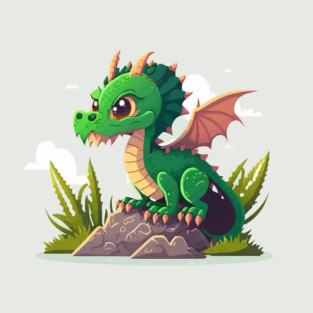 illustration of dragon character logo mascot flat color vector illustrationのイラスト素材