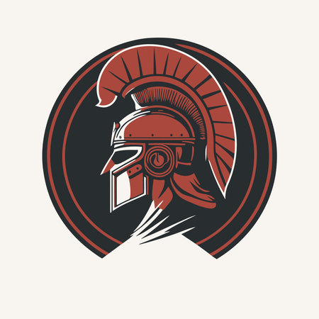 spartan soldier head logo icon flat color vector symbol illustrationのイラスト素材