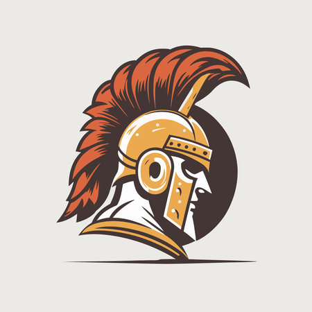 spartan soldier head logo icon flat color vector symbol illustrationのイラスト素材
