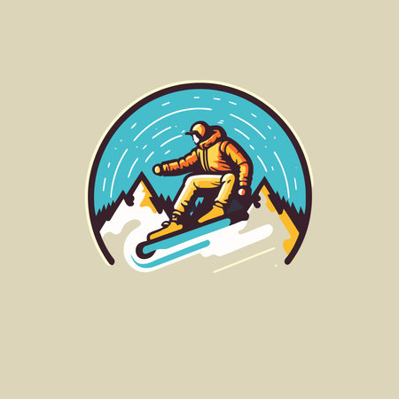 Snowboarding logo design vector illustration, Creative Snowboarding logo design concepts template, icon symbolのイラスト素材
