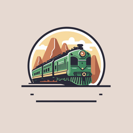illustration of train rail logo symbol flat color vector locomotiveのイラスト素材