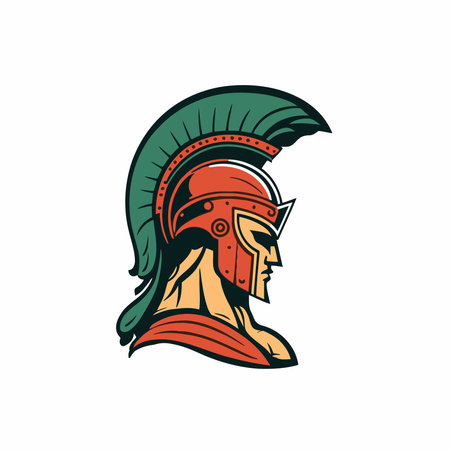 spartan soldier head logo icon flat color vector symbol illustrationのイラスト素材