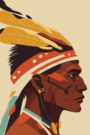 Native american indian chief. Vector illustration in retro style.のイラスト素材