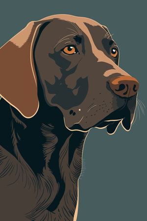 German Shorthaired Pointer. Dog Vector Illustration flat color cartoon style portrait posterのイラスト素材