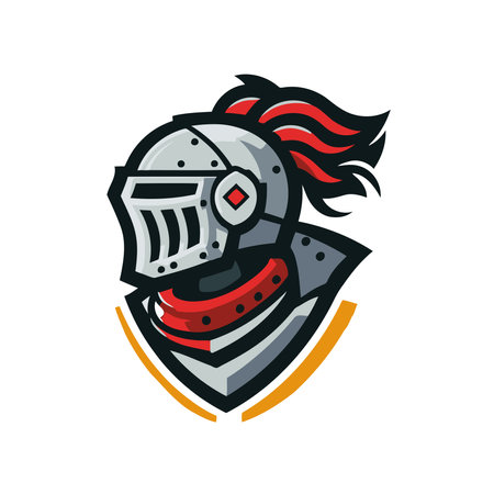 Knight Helmet Logo Design. Vector Illustration Isolated On White Background. esport team logoのイラスト素材
