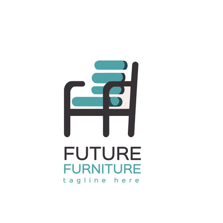 Furniture logo design template. Furniture logo vector icon. Chair Icon Illustrationのイラスト素材