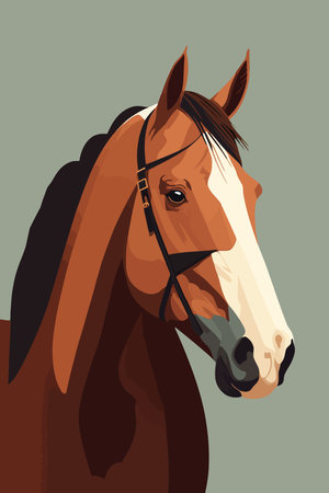 horse flat color illustration for art print posterのイラスト素材