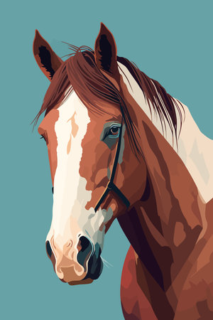 horse flat color illustration for art print posterのイラスト素材