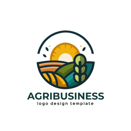 Agriculture logo template design. Agribusiness logo template vector icon. Farm Company Brandingのイラスト素材
