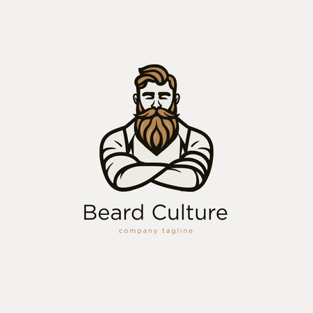 Bearded man hipster vector logo template. Hipster style logotype. Simple Flat Logoのイラスト素材