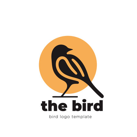 The bird logo template. vector icon illustration. flat design style. Simple Line Logoのイラスト素材