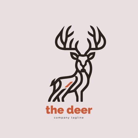deer logo template vector illustration icon element, linear style - vector. simple line logoのイラスト素材